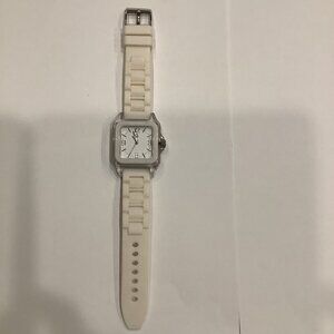 G by GUESS G59023L1 White Dial & Rubber Band Plastic Square Unisex Watch, Used